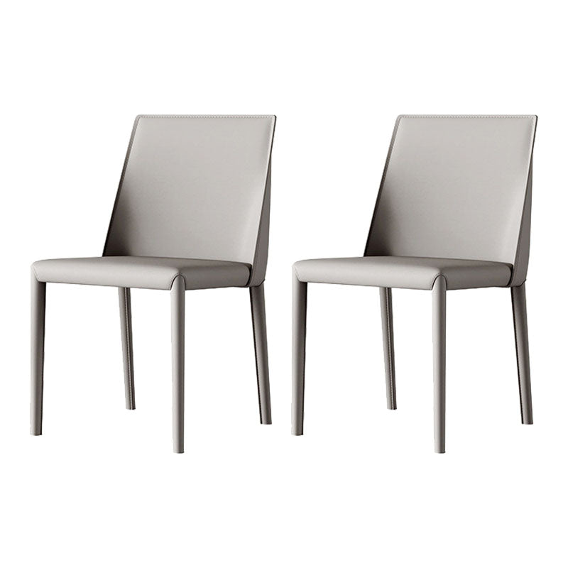 Chaises latérales de salle à manger industrielle en cuir en métal chaise arrière solide (ensemble de 2)