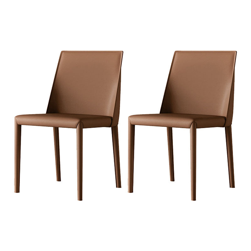 Chaises latérales de salle à manger industrielle en cuir en métal chaise arrière solide (ensemble de 2)