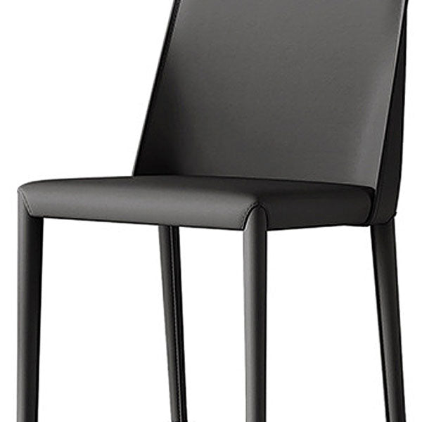 Chaises latérales de salle à manger industrielle en cuir en métal chaise arrière solide (ensemble de 2)