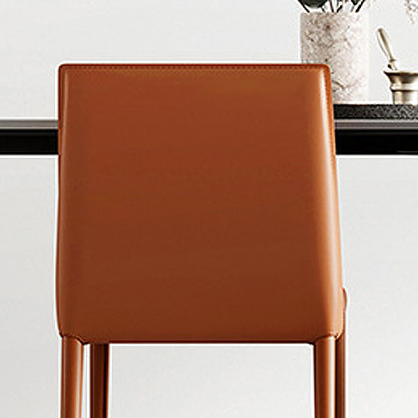 Chaises latérales de salle à manger industrielle en cuir en métal chaise arrière solide (ensemble de 2)