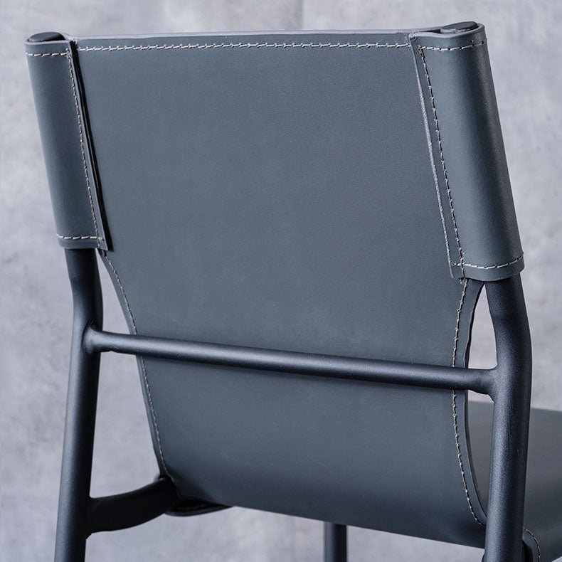 Accueil Chaises de salle à manger sans accoudoirs Chaises d'appoint en cuir avec pieds en métal (Ensemble de 2)