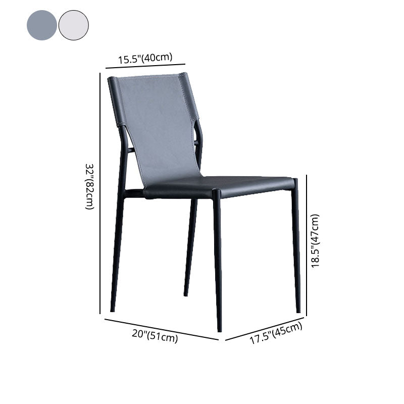 Accueil Chaises de salle à manger sans accoudoirs Chaises d'appoint en cuir avec pieds en métal (Ensemble de 2)