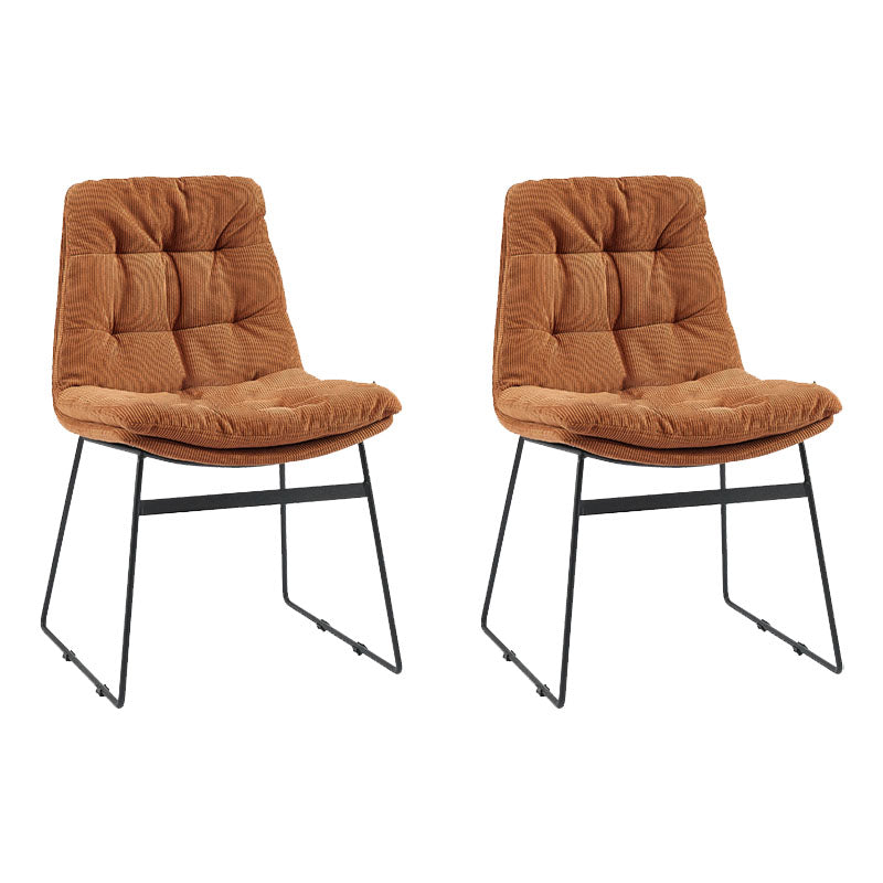 Chaises de salle à manger de style contemporain Chaises d'appoint de cuisine sans accoudoirs avec pieds en métal (Ensemble de 2)