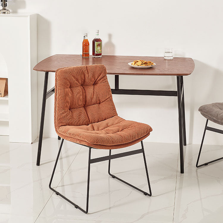 Chaises de salle à manger de style contemporain Chaises d'appoint de cuisine sans accoudoirs avec pieds en métal (Ensemble de 2)