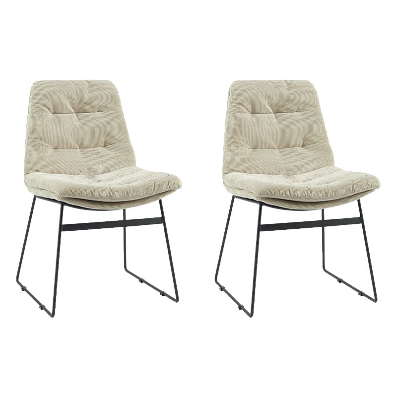Chaises de salle à manger de style contemporain Chaises d'appoint de cuisine sans accoudoirs avec pieds en métal (Ensemble de 2)