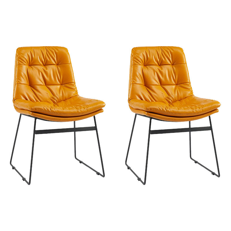 Chaises de salle à manger de style contemporain Chaises d'appoint de cuisine sans accoudoirs avec pieds en métal (Ensemble de 2)