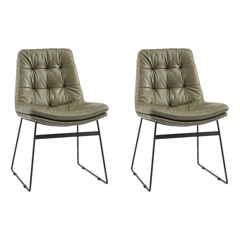 Chaises de salle à manger de style contemporain Chaises d'appoint de cuisine sans accoudoirs avec pieds en métal (Ensemble de 2)