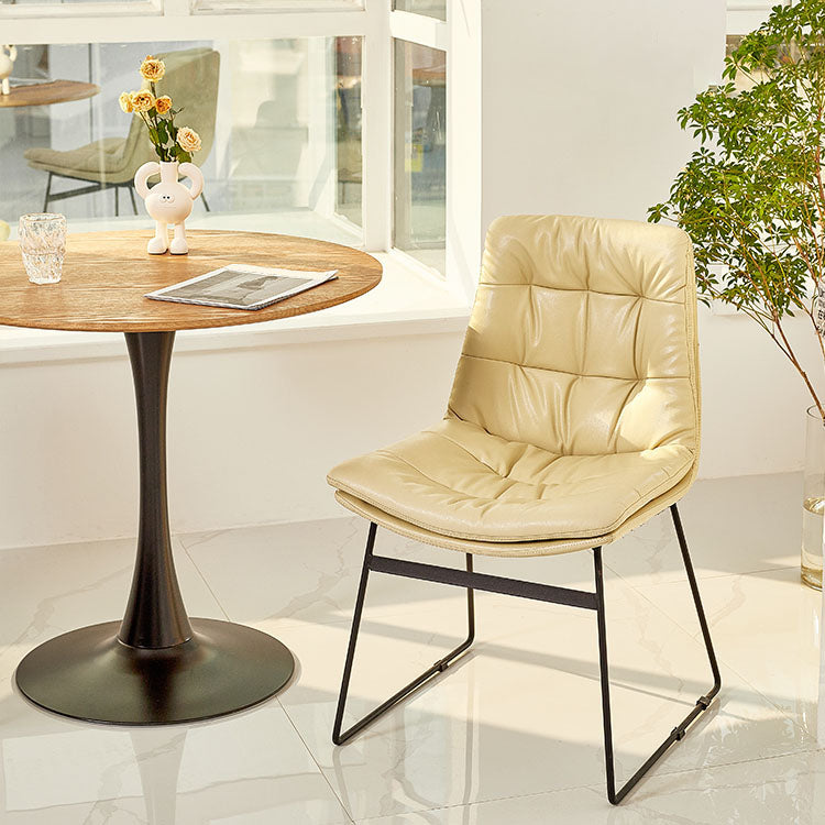 Chaises de salle à manger de style contemporain Chaises d'appoint de cuisine sans accoudoirs avec pieds en métal (Ensemble de 2)