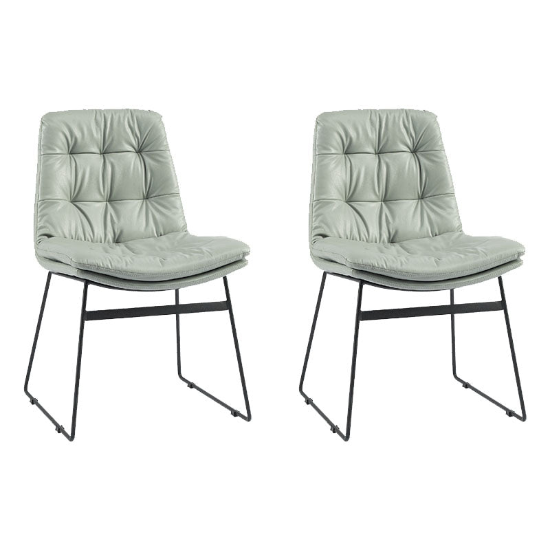 Chaises de salle à manger de style contemporain Chaises d'appoint de cuisine sans accoudoirs avec pieds en métal (Ensemble de 2)