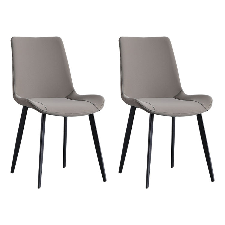 Contemporary Style Dining Chairs Kitchen Armless Side Chair with Metal Legs (Set of 2)