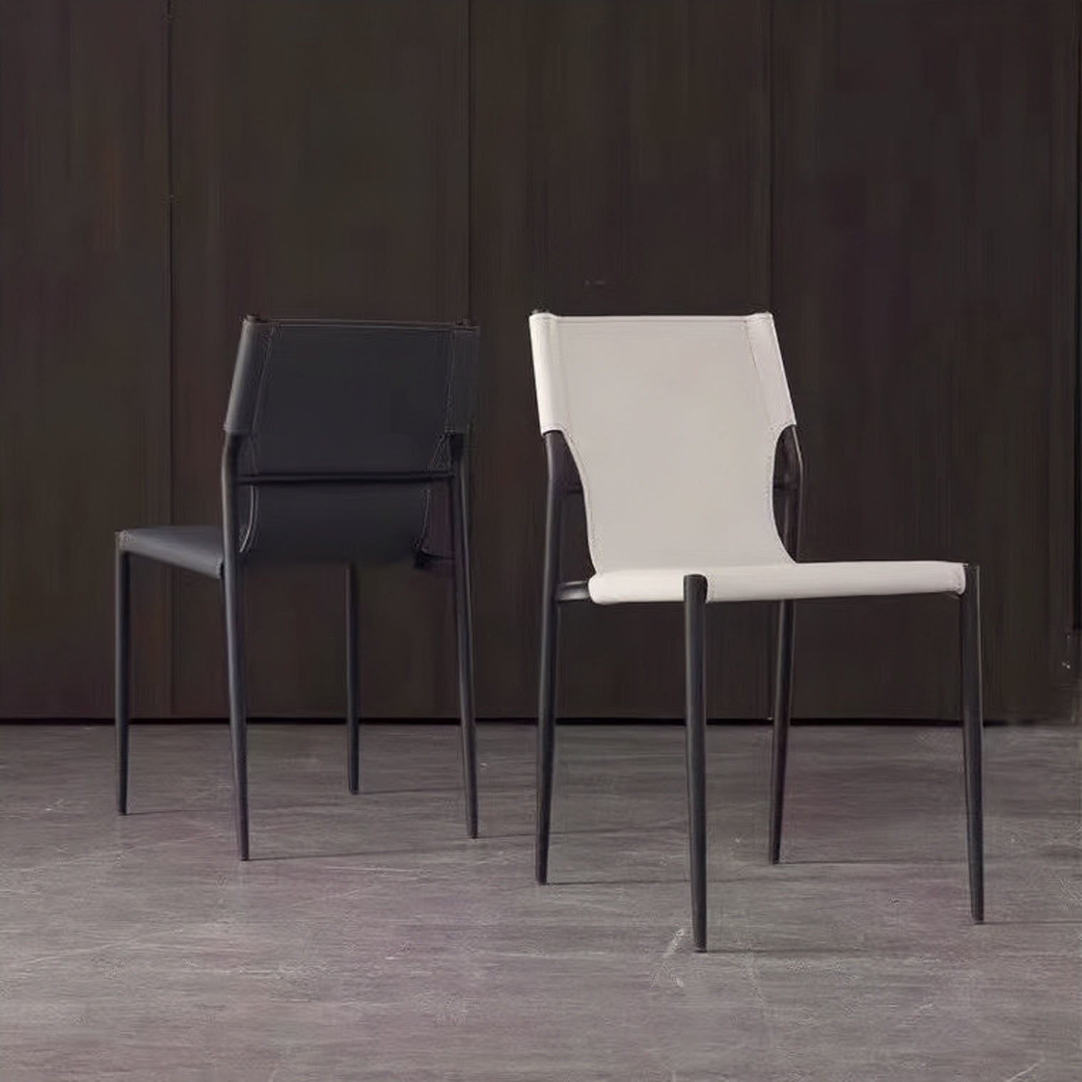 Sillas de comedor estilo moderno Silla auxiliar de cocina sin brazos con patas de metal
