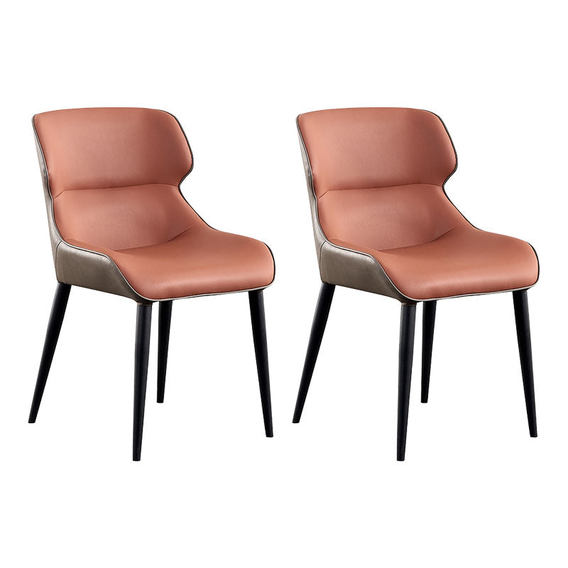 Silla de comedor de metal contemporánea con respaldo para uso doméstico (juego de 2)