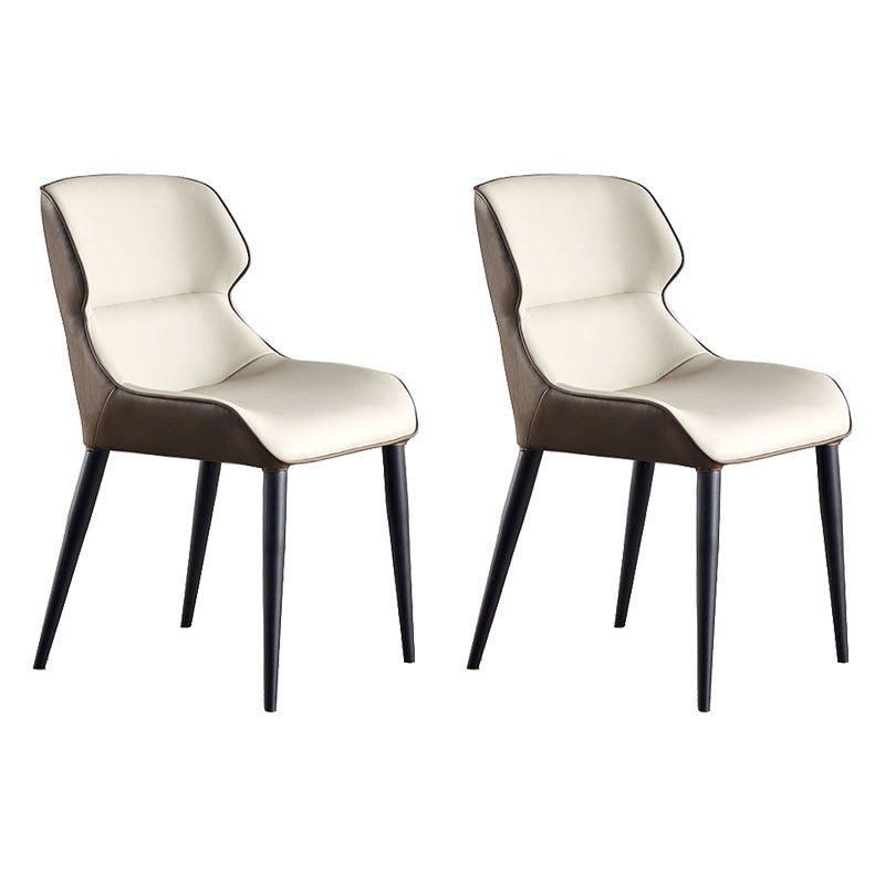 Silla de comedor de metal contemporánea con respaldo para uso doméstico (juego de 2)