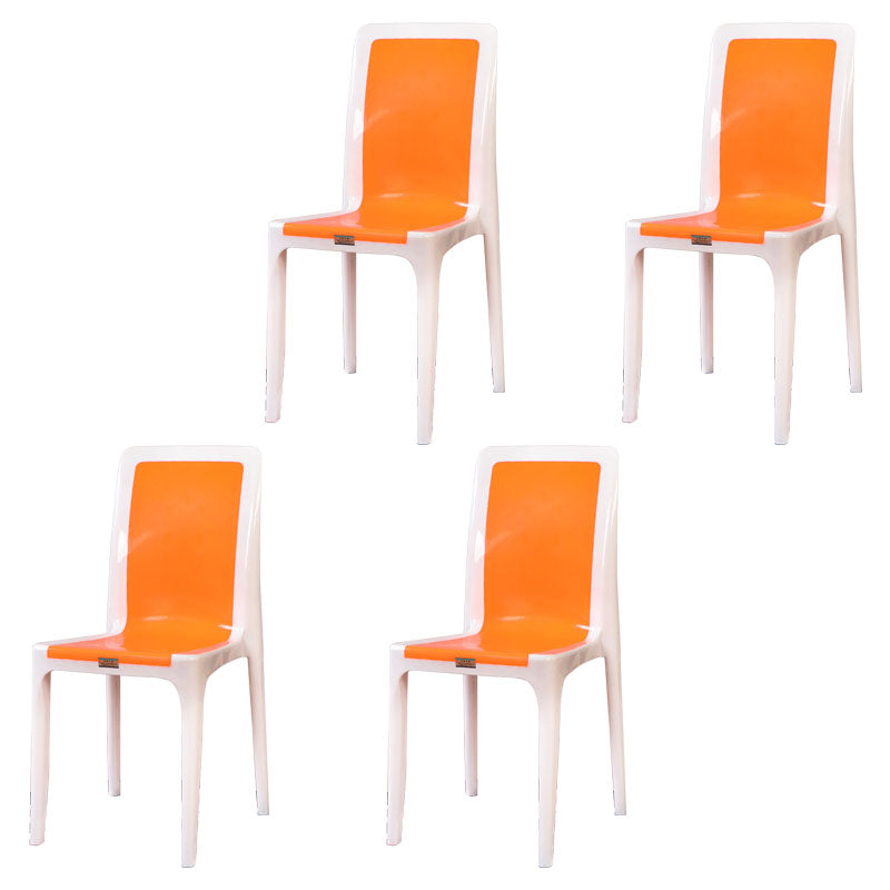 Silla de comedor de plástico de estilo moderno, silla auxiliar sin brazos para cocina (juego de 4)