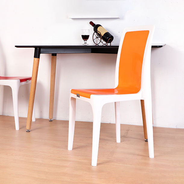 Silla de comedor de plástico de estilo moderno, silla auxiliar sin brazos para cocina (juego de 4)