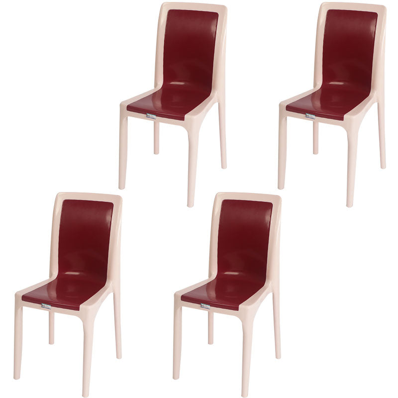 Silla de comedor de plástico de estilo moderno, silla auxiliar sin brazos para cocina (juego de 4)