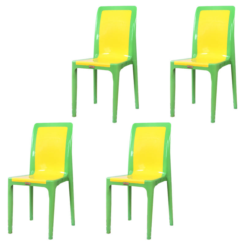 Silla de comedor de plástico de estilo moderno, silla auxiliar sin brazos para cocina (juego de 4)