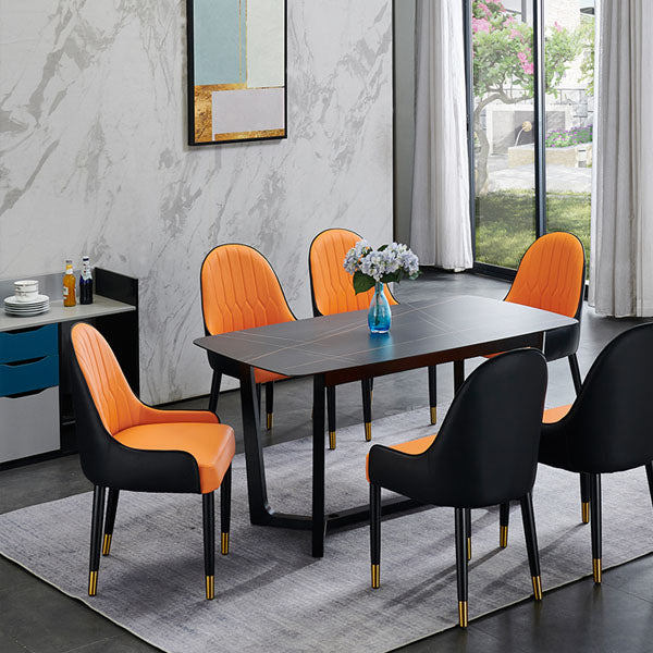 Sillas de comedor de madera Glam, sillas de comedor de cuero para uso doméstico (juego de 2)