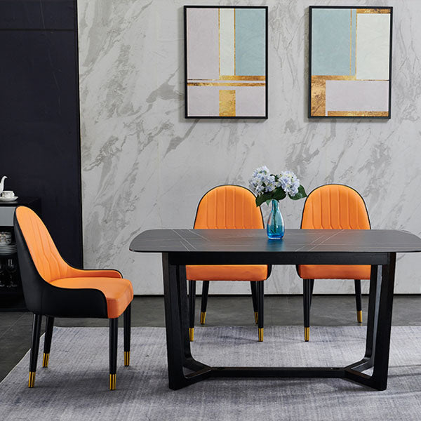 Sillas de comedor de madera Glam, sillas de comedor de cuero para uso doméstico (juego de 2)