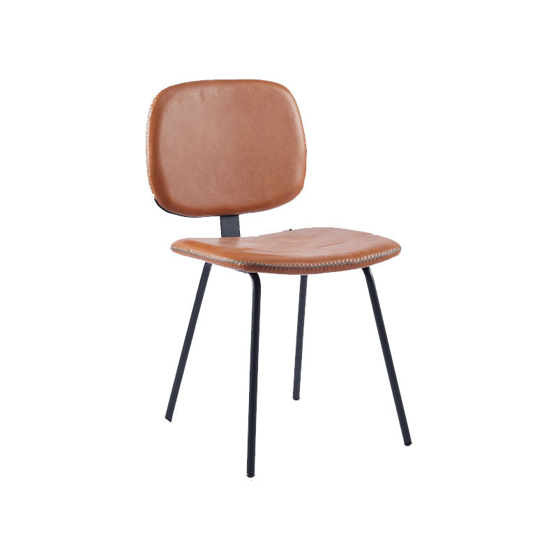 Silla de comedor de metal de estilo contemporáneo, acabado mate, silla lateral sin brazos para cocina