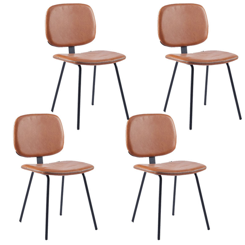 Silla de comedor de metal de estilo contemporáneo, acabado mate, silla lateral sin brazos para cocina