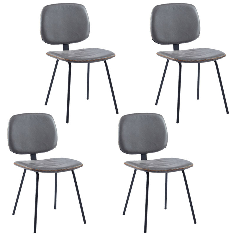 Silla de comedor de metal de estilo contemporáneo, acabado mate, silla lateral sin brazos para cocina