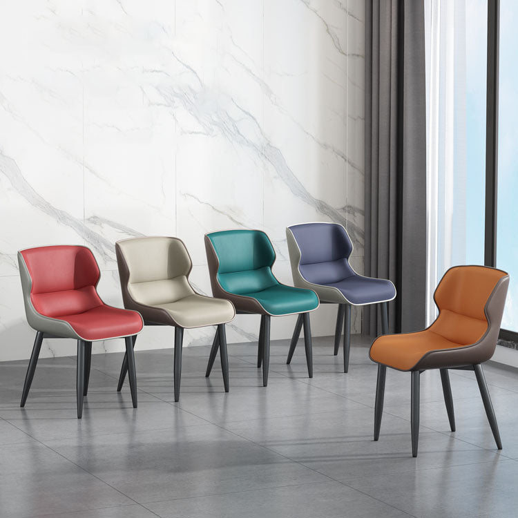 Silla de comedor moderna con acabado mate, sillas laterales con brazo de comedor de metal para cocina (juego de 2)