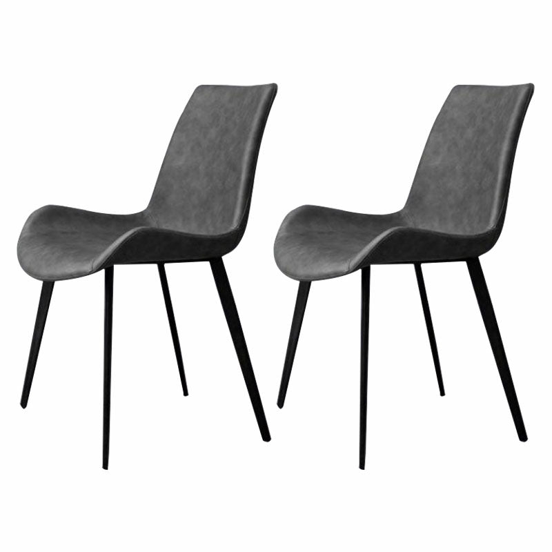 Silla auxiliar de cuero moderna para hotel, silla de comedor con respaldo sólido y acabado mate (juego de 2)
