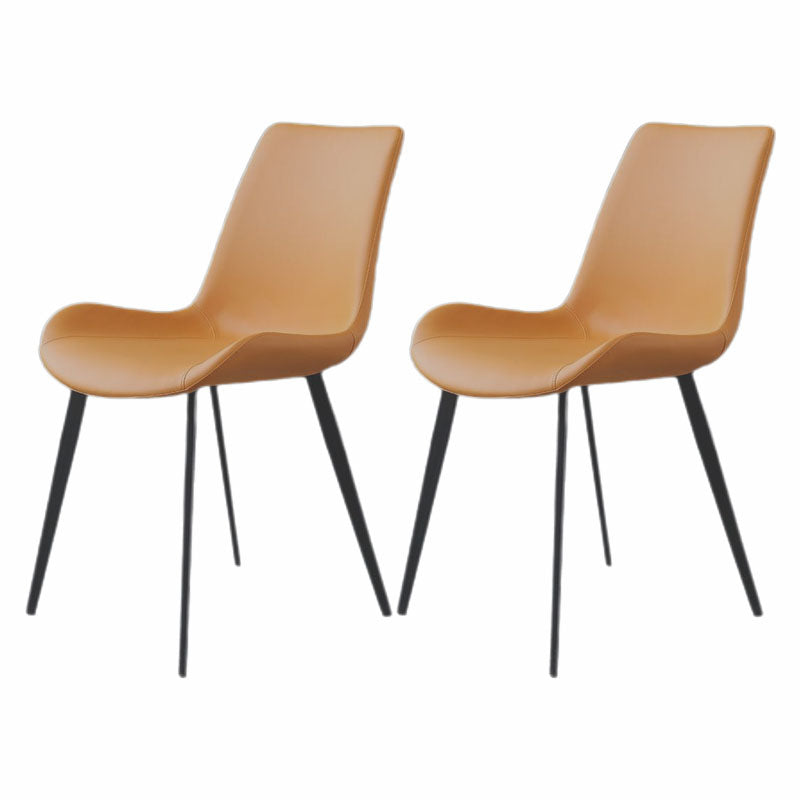 Silla auxiliar de cuero moderna para hotel, silla de comedor con respaldo sólido y acabado mate (juego de 2)