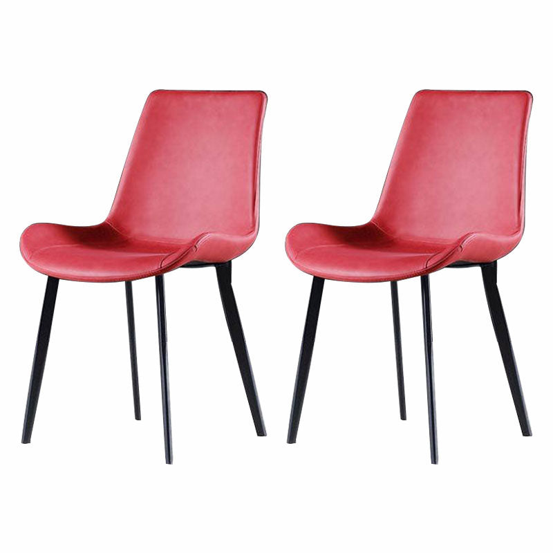 Silla auxiliar de cuero moderna para hotel, silla de comedor con respaldo sólido y acabado mate (juego de 2)
