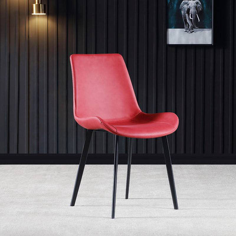 Silla auxiliar de cuero moderna para hotel, silla de comedor con respaldo sólido y acabado mate (juego de 2)