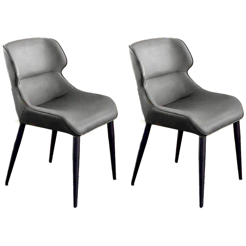 Sillas laterales de comedor de cuero con brazos y respaldo de estilo minimalista (juego de 2)