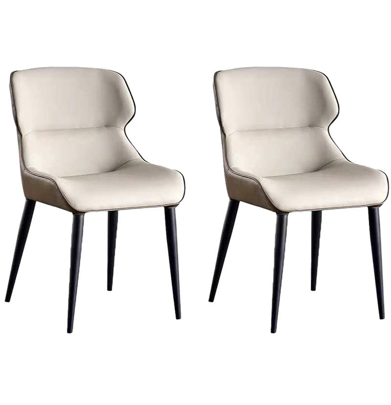 Sillas laterales de comedor de cuero con brazos y respaldo de estilo minimalista (juego de 2)