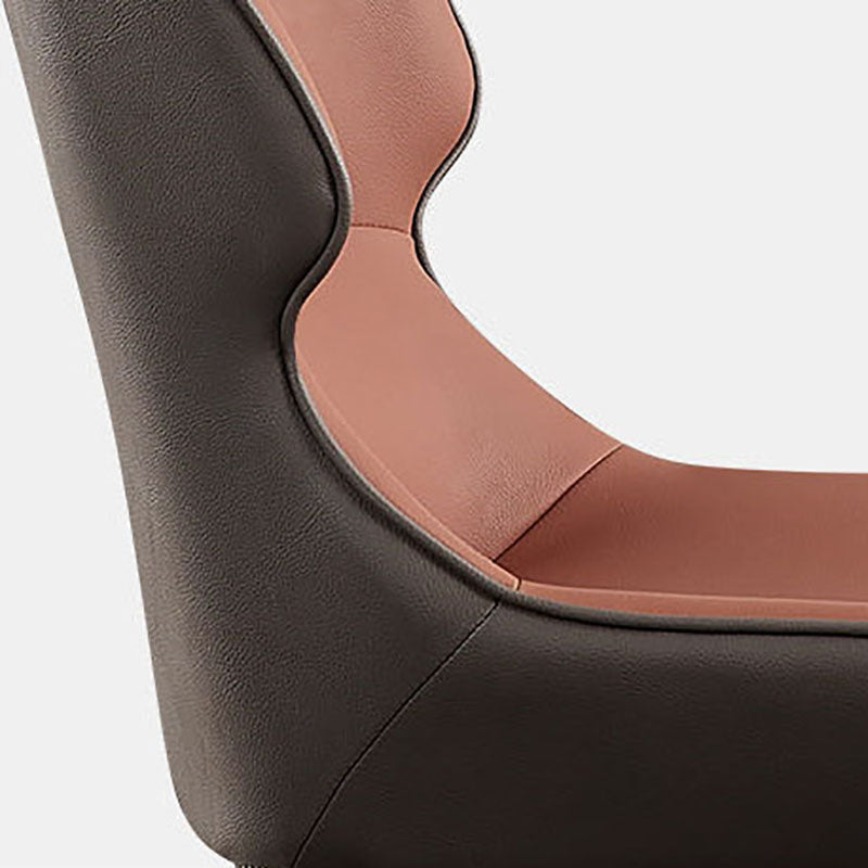 Sillas laterales de comedor de cuero con brazos y respaldo de estilo minimalista (juego de 2)