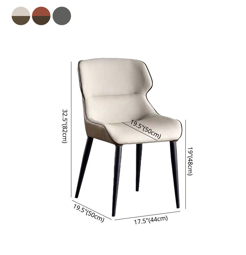 Sillas laterales de comedor de cuero con brazos y respaldo de estilo minimalista (juego de 2)