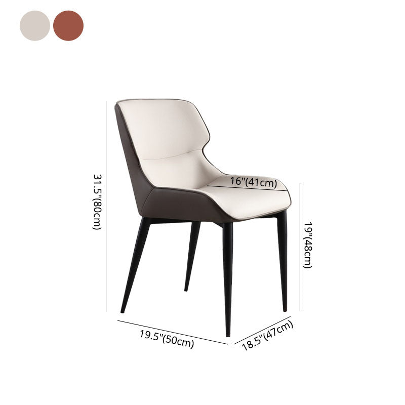 Sillas de comedor con brazo trasero de diseño moderno, sillas de comedor de cuero para cocina (juego de 2)