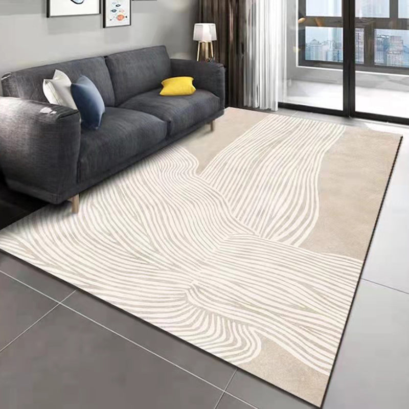 Dark Orange Color Block Rug Polyester Nordic Rug Washable Rug for Living Room