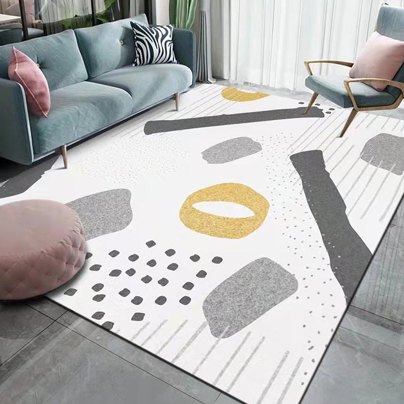 Dark Orange Color Block Rug Polyester Nordic Rug Washable Rug for Living Room