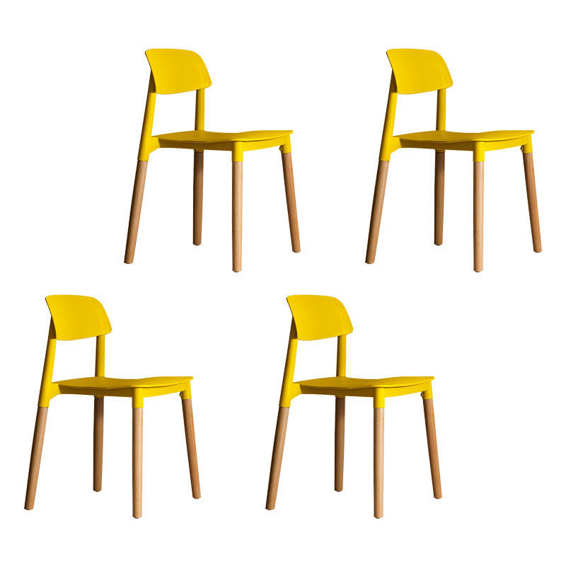 Sillas de comedor de madera contemporáneas con respaldo abierto (juego de 4)