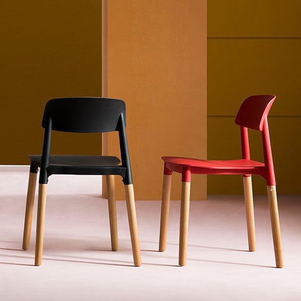 Sillas de comedor de madera contemporáneas con respaldo abierto (juego de 4)
