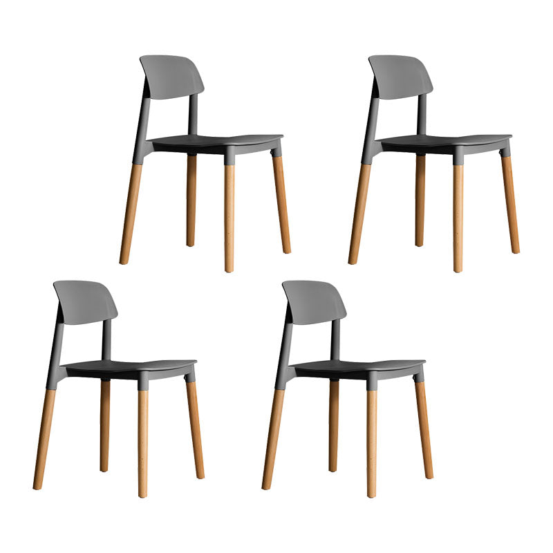 Sillas de comedor de madera contemporáneas con respaldo abierto (juego de 4)