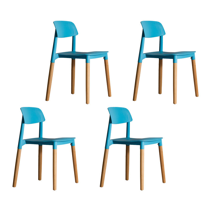 Sillas de comedor de madera contemporáneas con respaldo abierto (juego de 4)