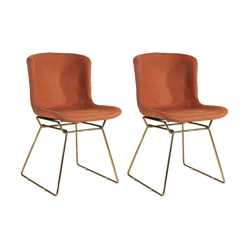 Silla de comedor de estilo moderno, silla auxiliar sin brazos con patas de metal para cocina (juego de 2)