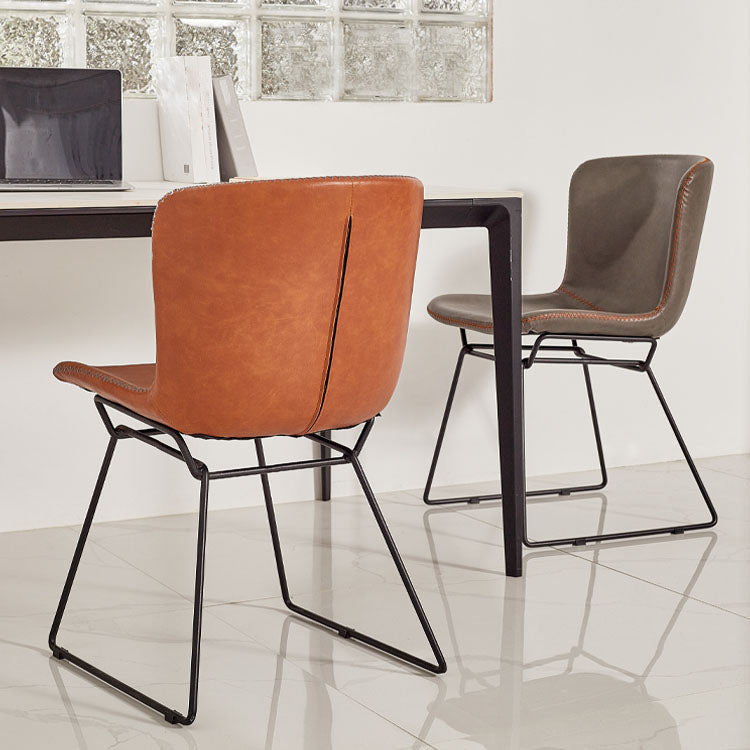 Silla de comedor de estilo moderno, silla auxiliar sin brazos con patas de metal para cocina (juego de 2)