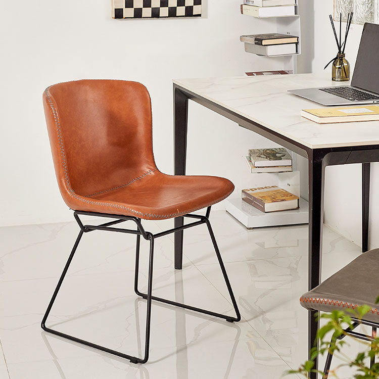 Silla de comedor de estilo moderno, silla auxiliar sin brazos con patas de metal para cocina (juego de 2)