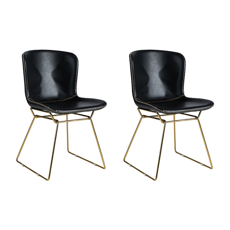Silla de comedor de estilo moderno, silla auxiliar sin brazos con patas de metal para cocina (juego de 2)