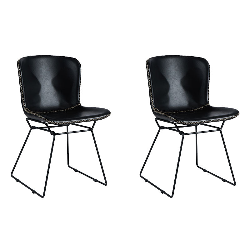 Silla de comedor de estilo moderno, silla auxiliar sin brazos con patas de metal para cocina (juego de 2)