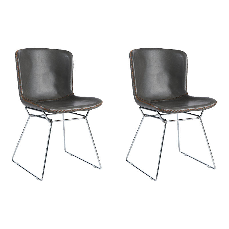 Silla de comedor de estilo moderno, silla auxiliar sin brazos con patas de metal para cocina (juego de 2)