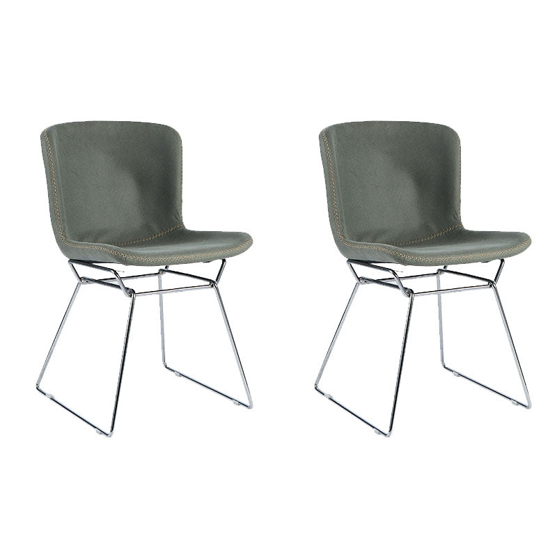 Silla de comedor de estilo moderno, silla auxiliar sin brazos con patas de metal para cocina (juego de 2)