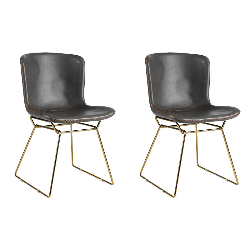 Silla de comedor de estilo moderno, silla auxiliar sin brazos con patas de metal para cocina (juego de 2)